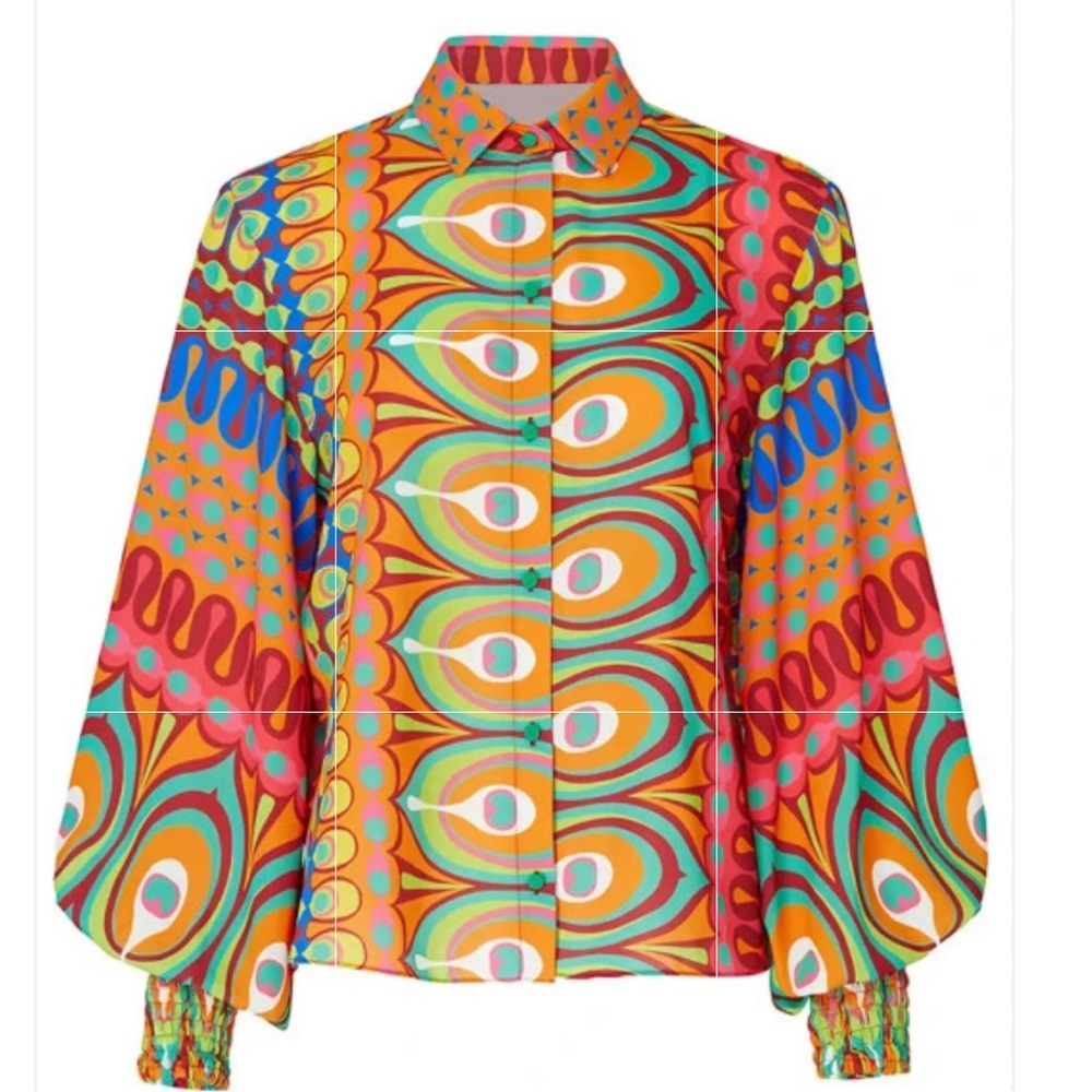 ALEXIS Multicolor Patterned Blouse Size Small - image 11